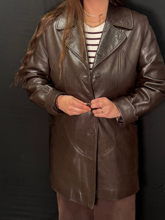Brauner Ledermantel