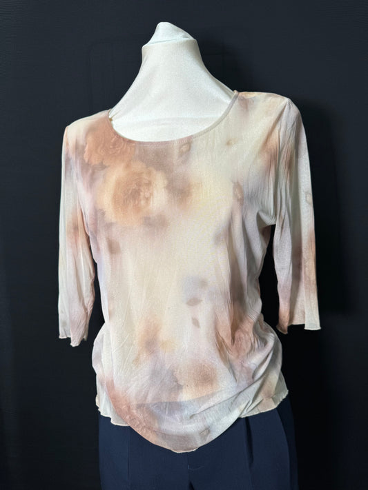 beiger Mesh langarmshirt