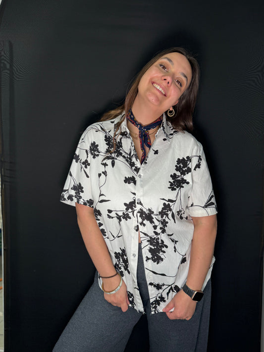 Kurzarmhemd schwarz weiß