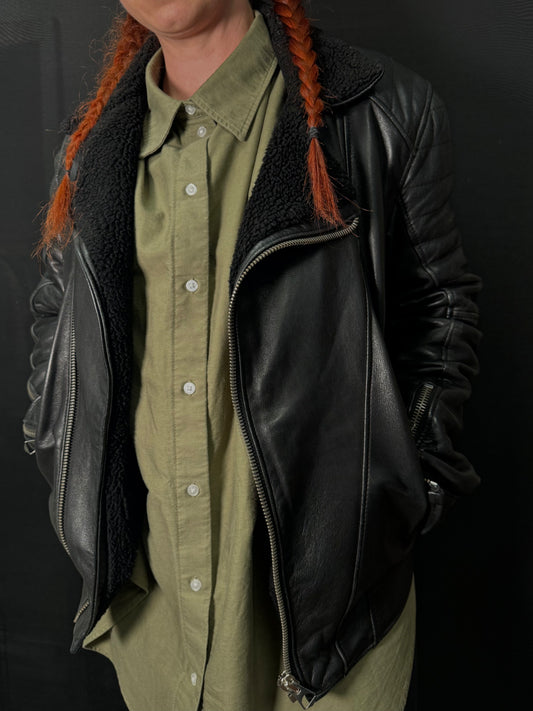 Gefütterte Lederjacke