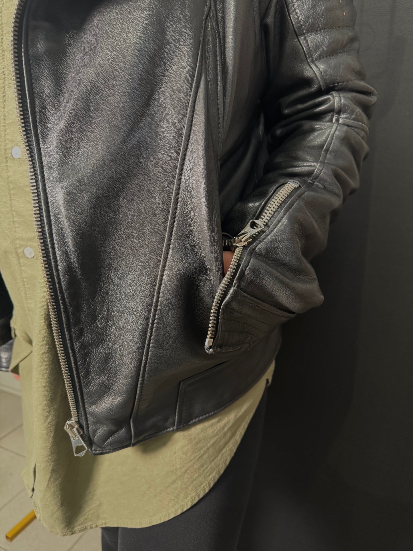Gefütterte Lederjacke