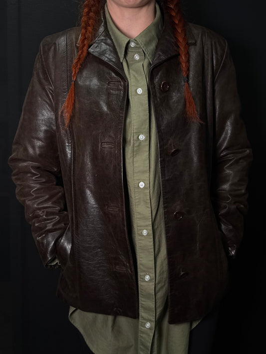 Brauner Ledermantel