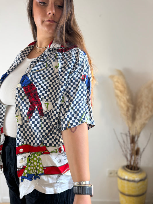 Statement-Kurzarmbluse – Größe XL