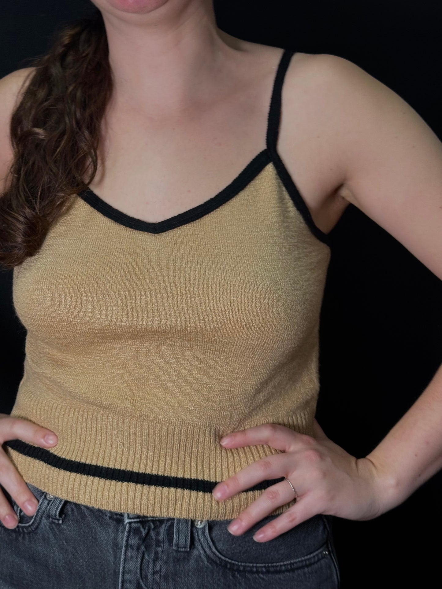 Sommertop beige schwarz