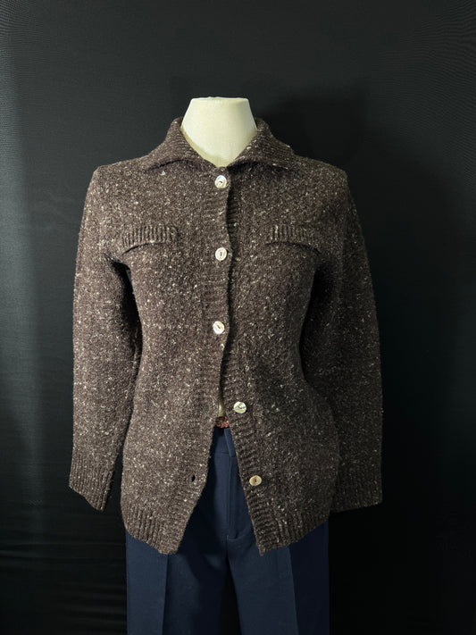 Braune Strick Langarmweste