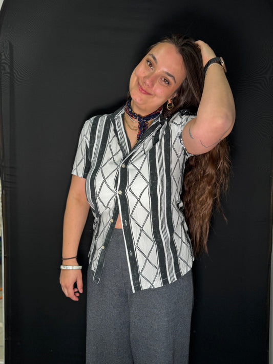 Kurzarmhemd schwarz weiß