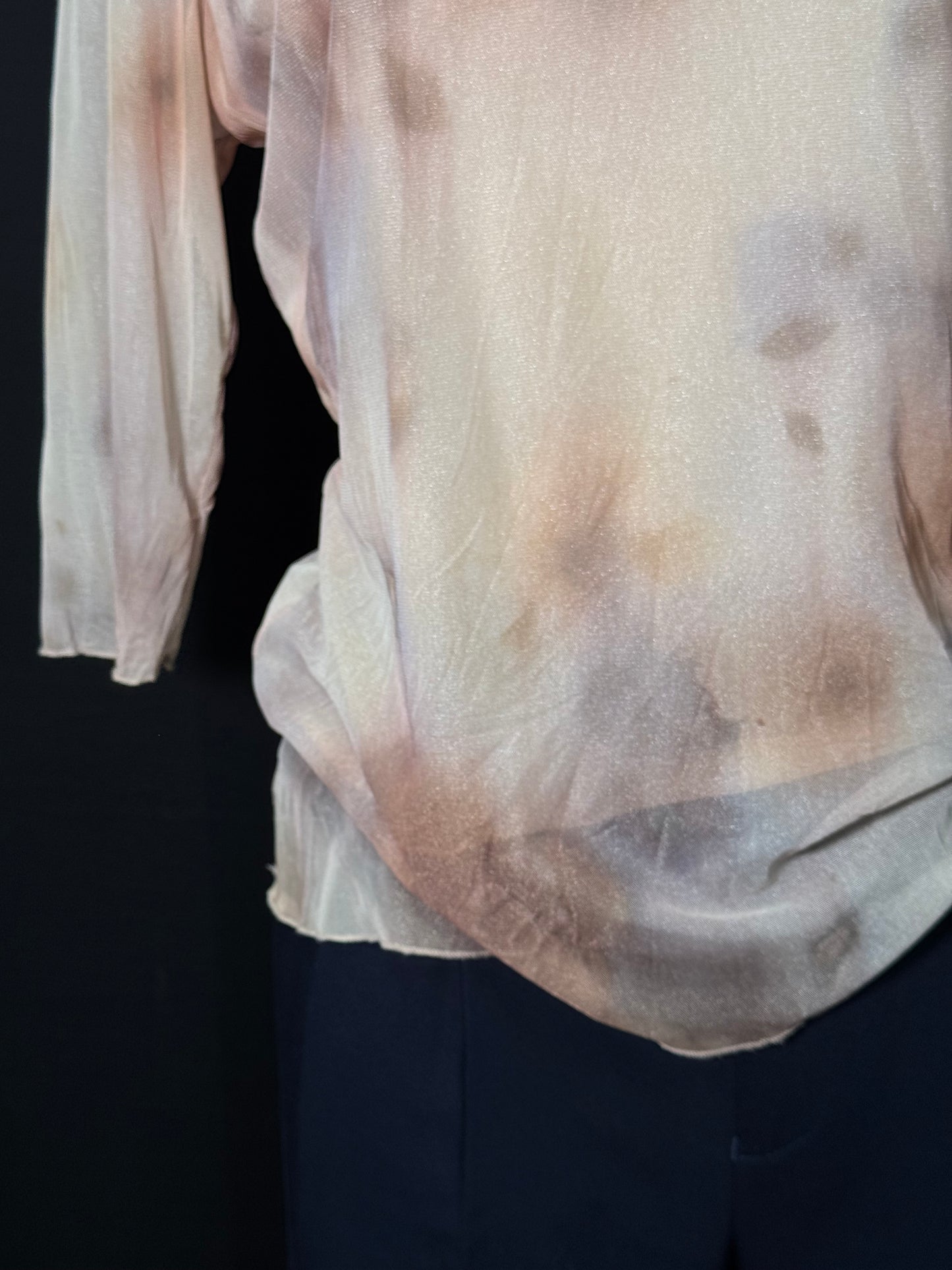 beiger Mesh langarmshirt