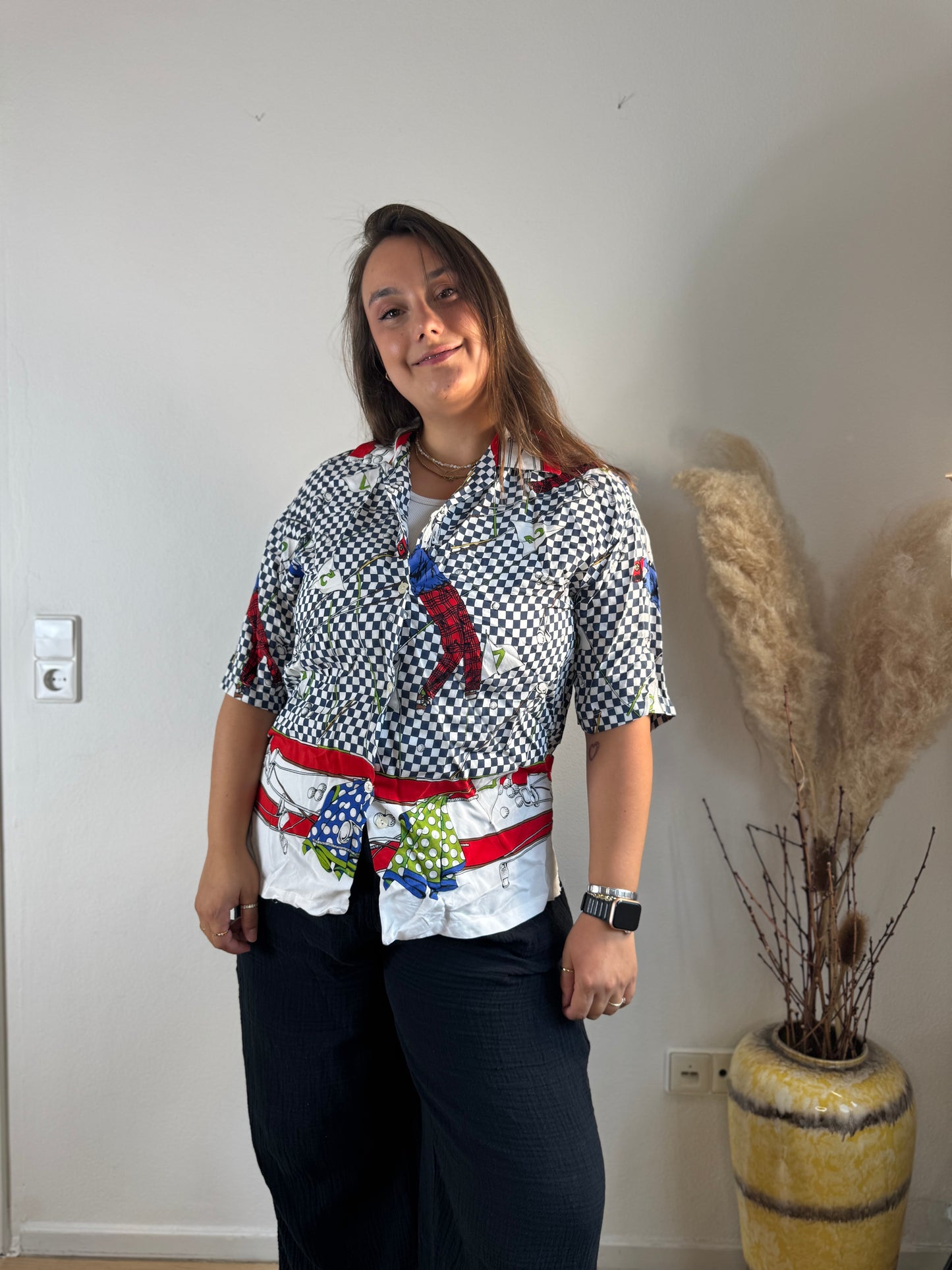 Statement-Kurzarmbluse – Größe XL