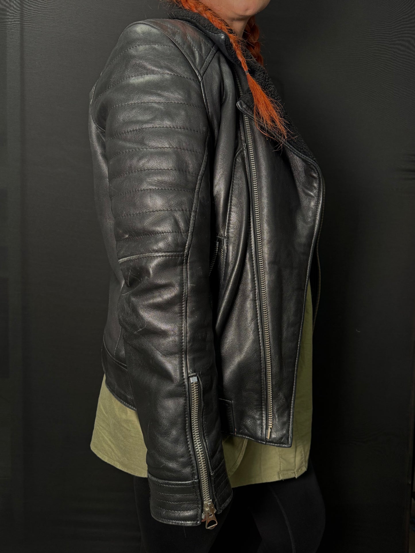 Gefütterte Lederjacke