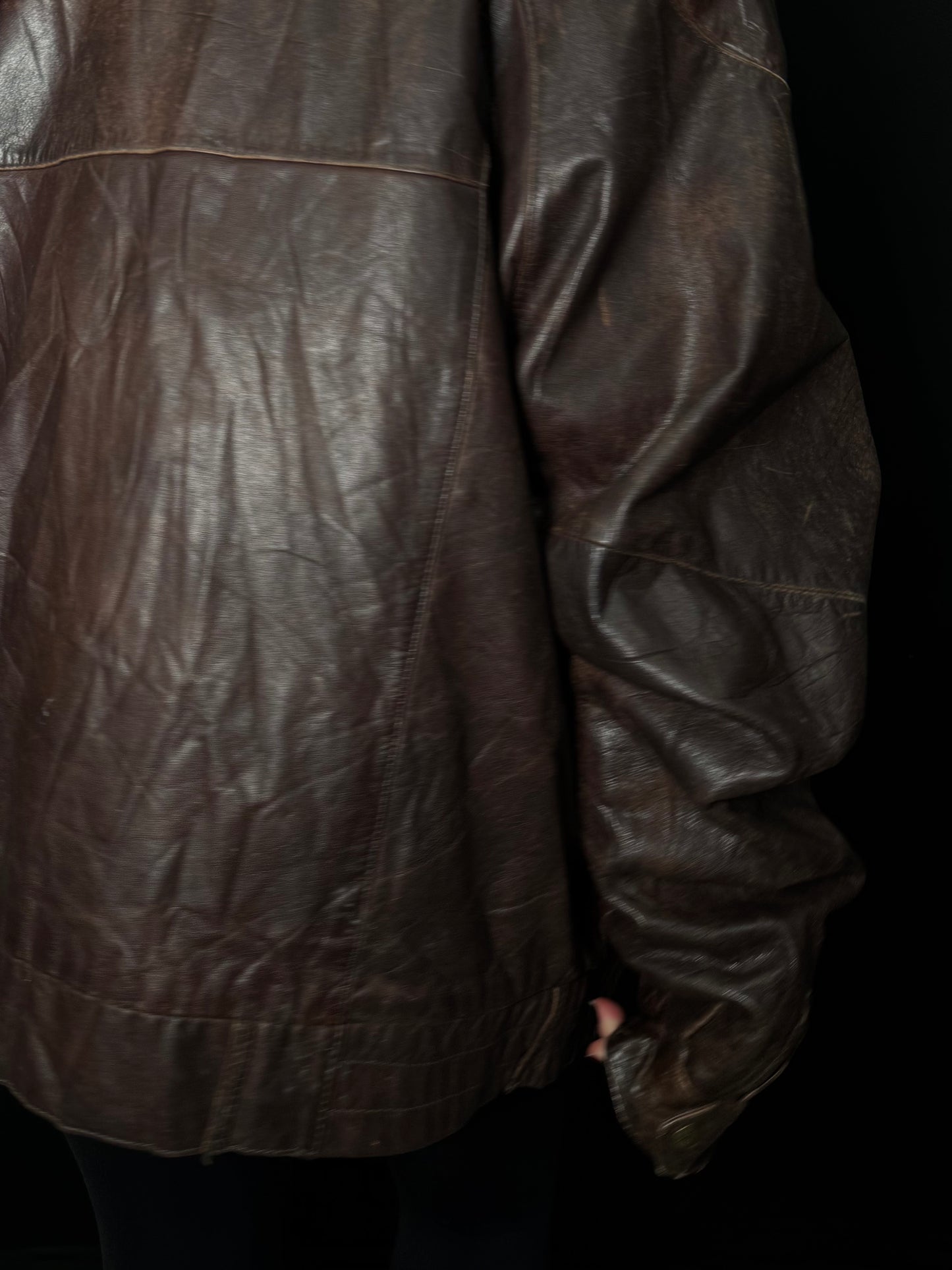 Braune Oversize Lederjacke